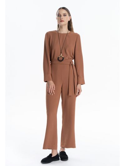 Ribbon Belt Hi-Rise Straight Leg Trouser -Sale
