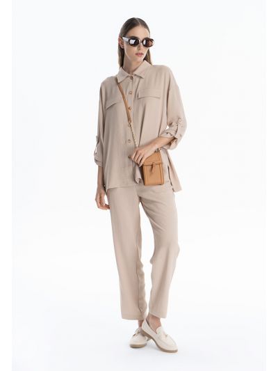 Solid Hi-Rise Lightweight Trouser -Sale