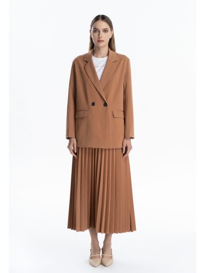 Solid Pleated Wide Skirt -Sale