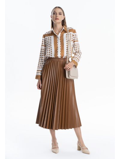 Pleated Solid Flared Maxi Skirt -Sale