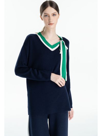 Multicolored Wide Stripes Knitted Blouse -Sale