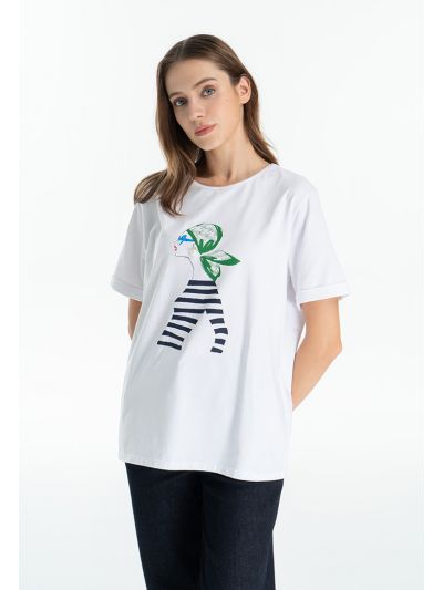  Solid Graphic Printed T-Shirt -Sale
