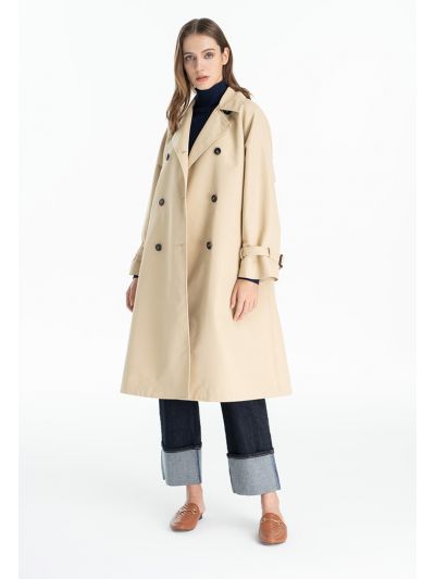 Reversible Happy Club Printed Solid Trench Coat Bisht -Sale