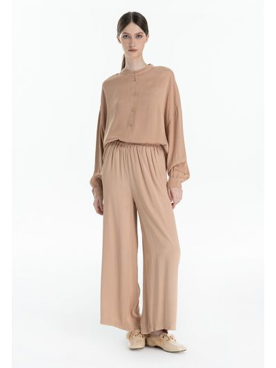 Elasticated Waistband Wide Legged Solid Trouser -Sale