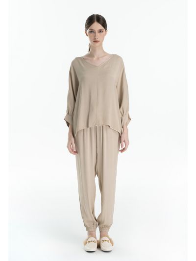 Elasticated Hem Leg  Solid Trouser -Sale