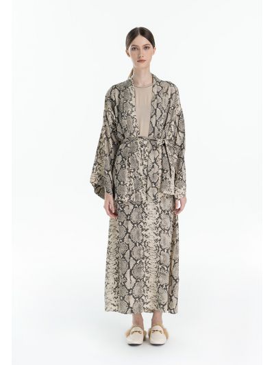 Snake Print All Over Maxi Straight Skirt -Sale
