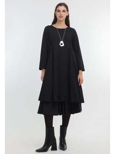 Godet Solid A-Line Midi Dress -Sale