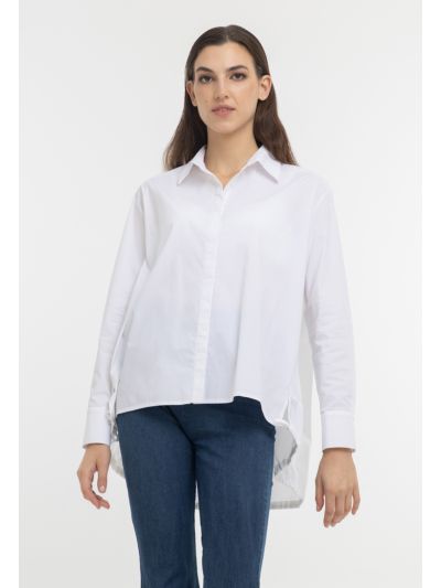 Solid Classic Button Up Long Back Shirt