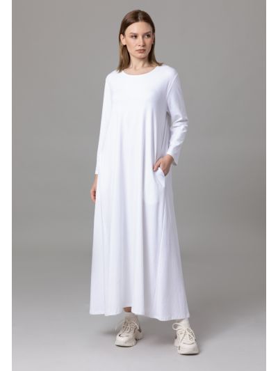 Round Back Zipper A-Line Basic Dress