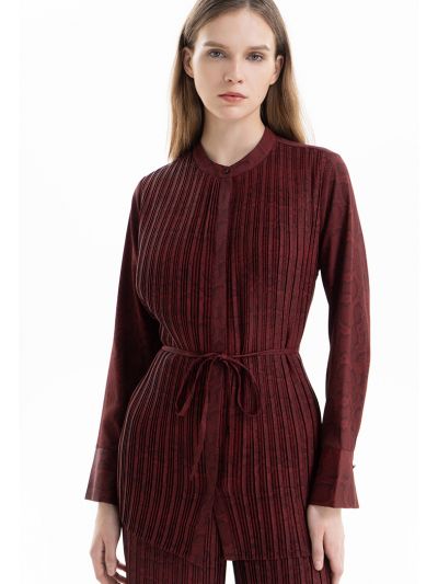 Small Pleats Snake Printed Blouse -Sale