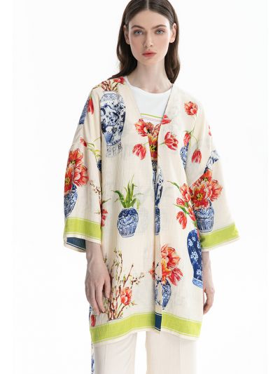 Multicolered Floral All Over Print Cardigan