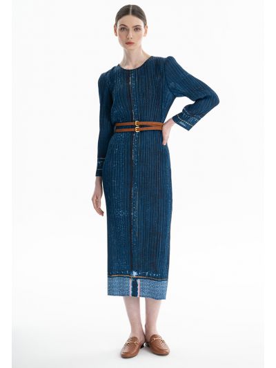 Galaxy Printed Multicolored Pleated Maxi Dress -Sale