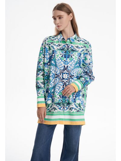 All Over Printed Drop Shoulder Shirt -Sale