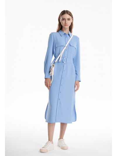 Solid Maxi Shirt Dress