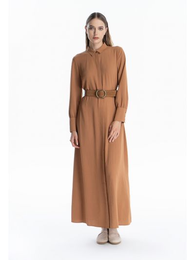 Collared Solid Maxi Dress -Sale