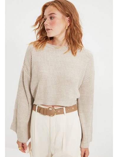 Cable Knit Cropped Blouse