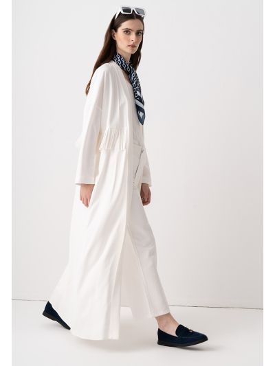 Fringe Detail Solid Maxi Abaya