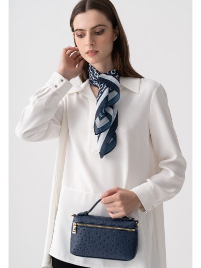 Side Slit Notched Collar Blouse