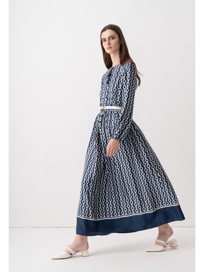 Chain Print Elastic Waist Dress