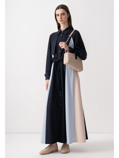 Color Block Elastic Waist Dress