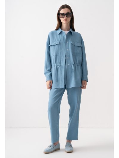 Crinkled Solid Peg Leg Trouser