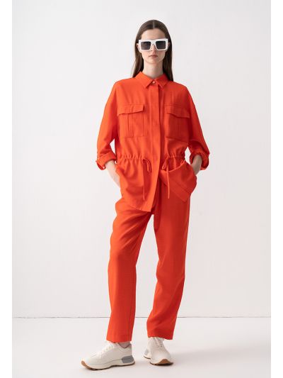 Crinkled Solid Peg Leg Trouser