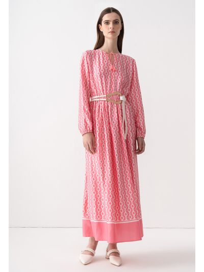 Chain Print Elastic Waist Dress