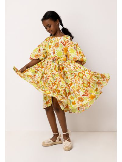 Colorful Printed Belted Dress