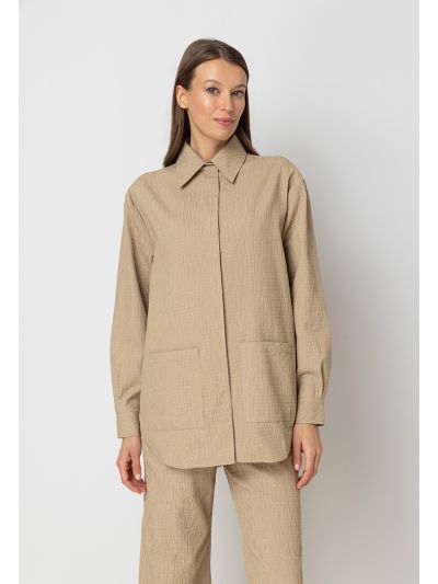 Textured Loose Fit Solid Shirt