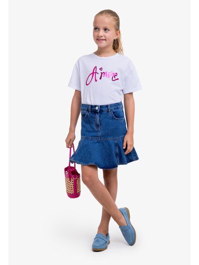 Drop Waist Denim Skirt