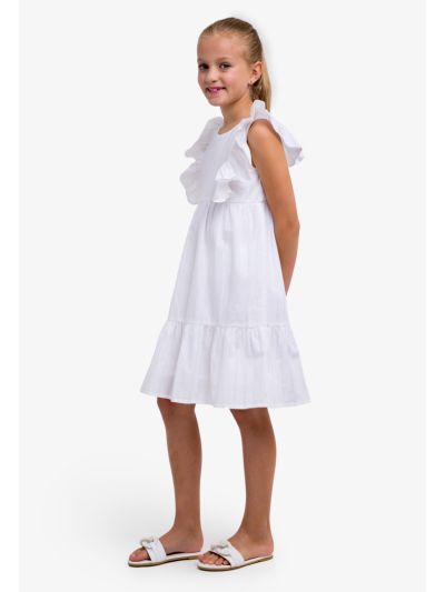 Striped Lurex Ruffled Dress