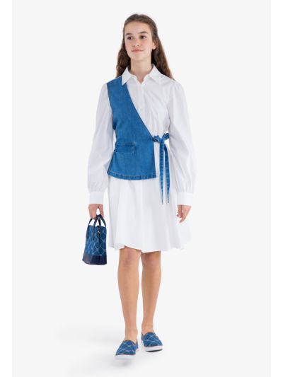 Denim Vest Shirt Dress