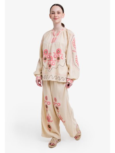 Floral Embroidered Pants