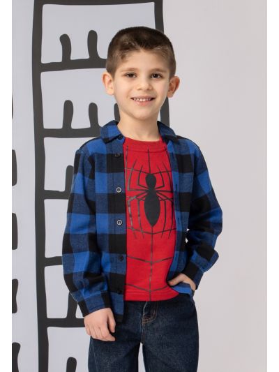 Marvel Spider-Man Pullover Plaid And Jersey Shirt