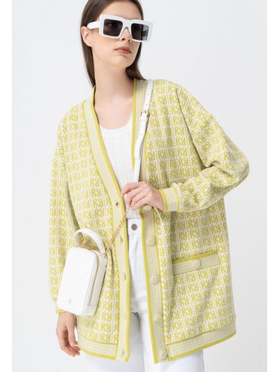 Contrast Allover Printed Cardigan