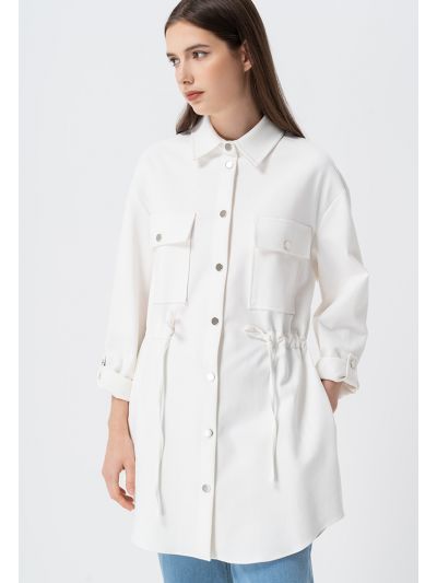 Drawstring Waist Long Stylish Shirt
