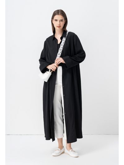 Solid Long Sleeve Maxi Shirt Dress