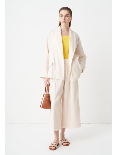 Solid Wide Legs Pleated Culottes