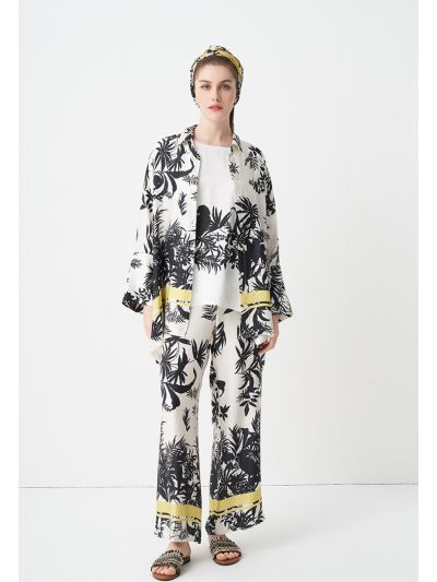 Birds Printed Wide Legs Trouser