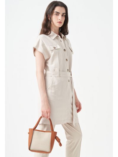 Sleeveless Belted Midi Dress