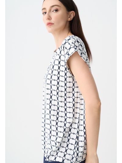 Monogram Pattern Cap Sleeves T-shirt