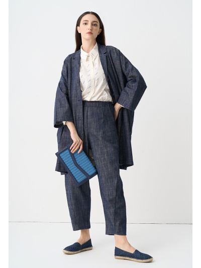 Solid Wide Legs Denim Trouser