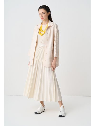 Solid Pleated Elastic Waistband Skirt