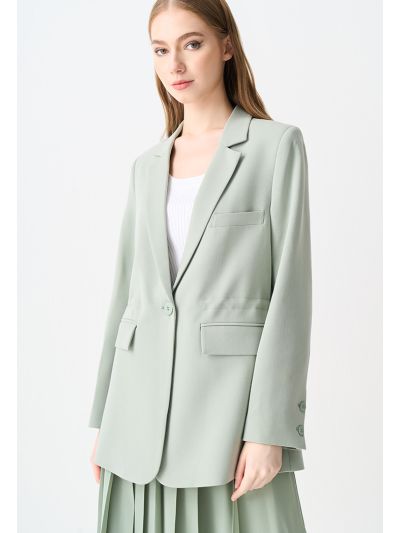 Drawstring Notched Collar Solid Blazer