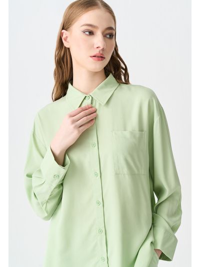 Solid Shirt With Button Tab Sleeve