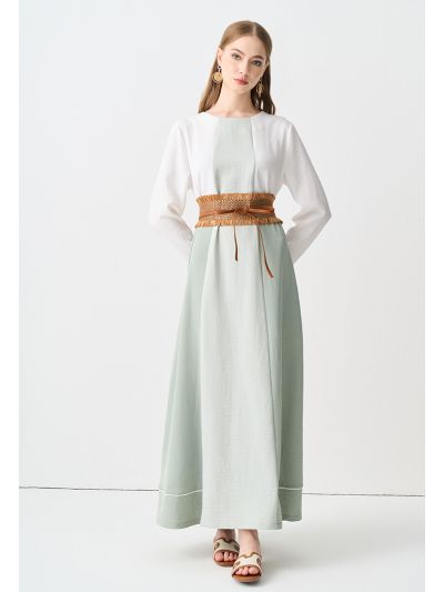 Color Block Long Sleeve Dress