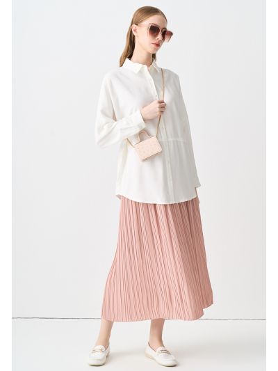 Pleated Drawstring Waist Solid skirt
