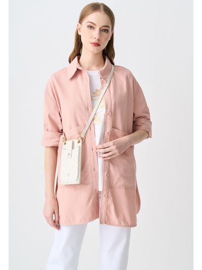 Solid Loose Fit Denim Shirt