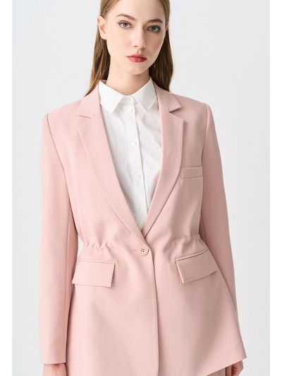 Drawstring Notched Collar Solid Blazer