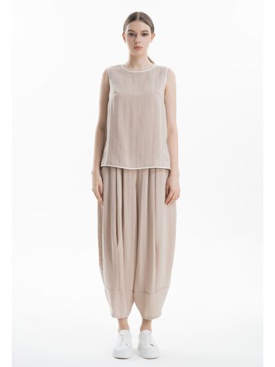 Loose Solid Elasticated Waist Casual Pants -Sale